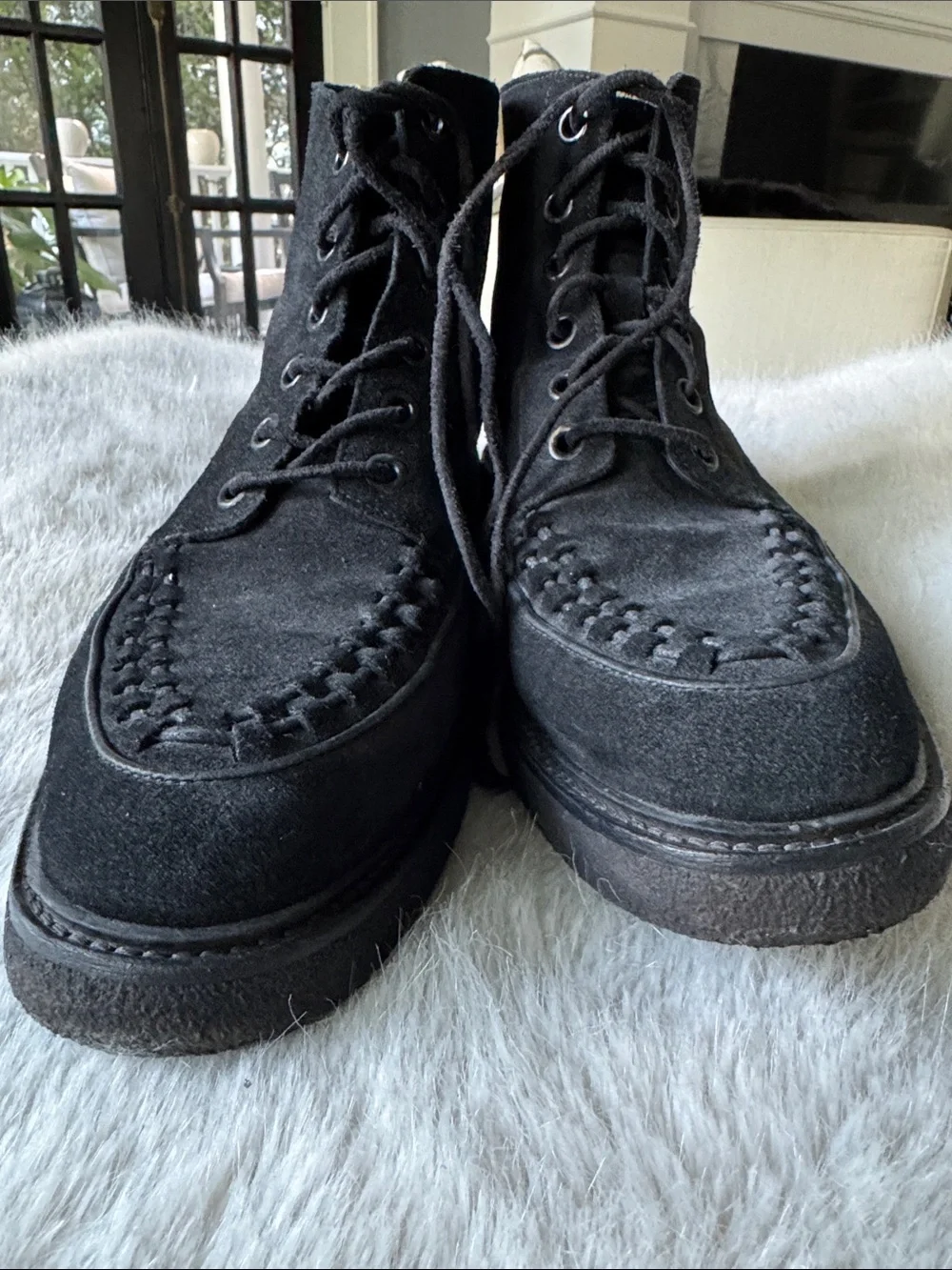 AllSaints Black Suede Chukka Boots with Moc Toe Stitching